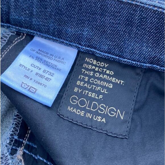 New Goldsign Blitz Embroidered Distressed Button Fly Jean Denim Mini Skirt 27 - Picture 8 of 14